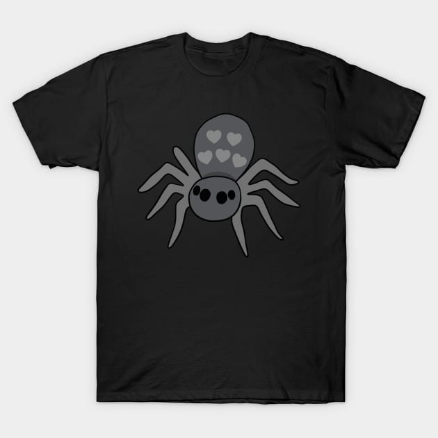 Halloween Spider with Hearts T-Shirt by Velvet Earth